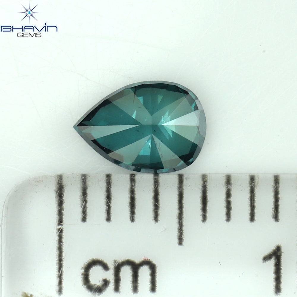 0.35 Pear Shape Natural Diamond Blue Color SI1 Clarity (5.55 MM)