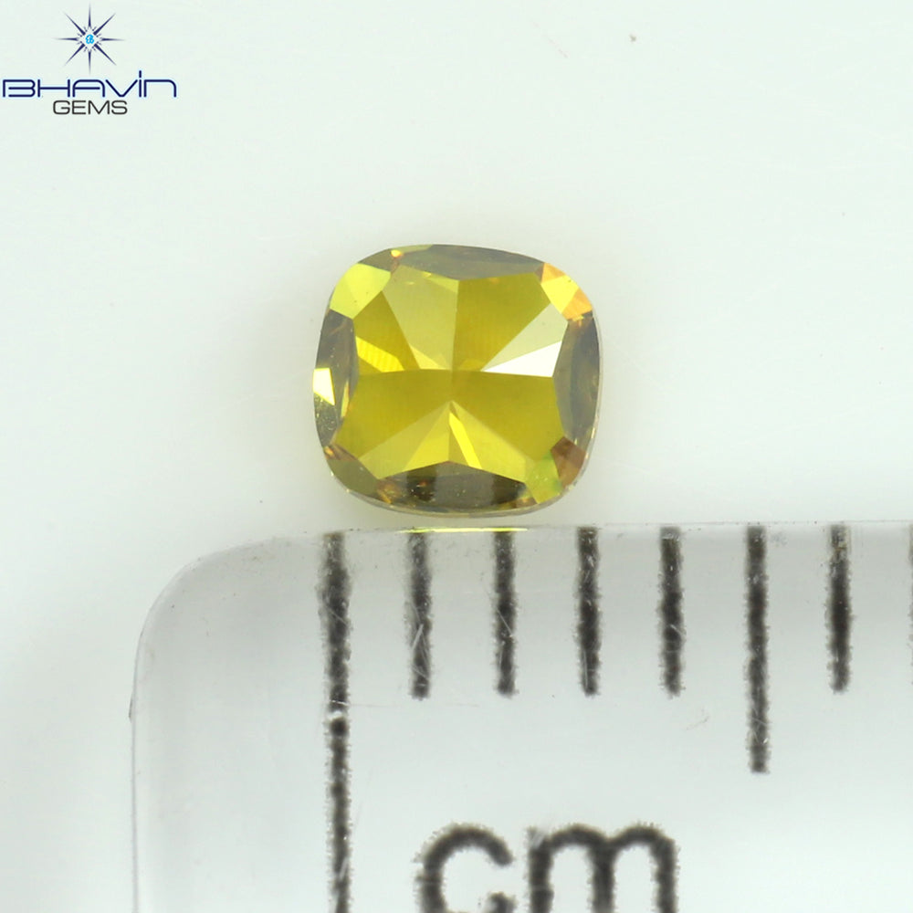 0.34 CT クッション シェイプ 天然ダイヤモンド 強化オレンジ色 VS2 クラリティ (4.25 MM)
