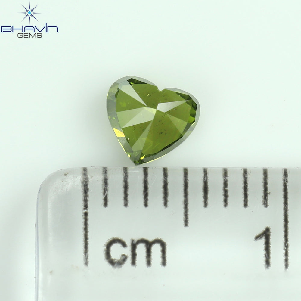 0.45 CT ハート シェイプ ナチュラル ダイヤモンド グリーン カラー SI2 クラリティ (4.72 MM)