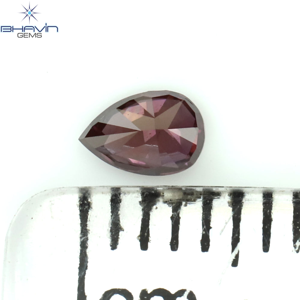 0.14 CT Pear Shape Natural Diamond Enhanced Pink Color VS1 Clarity (4.20 MM)