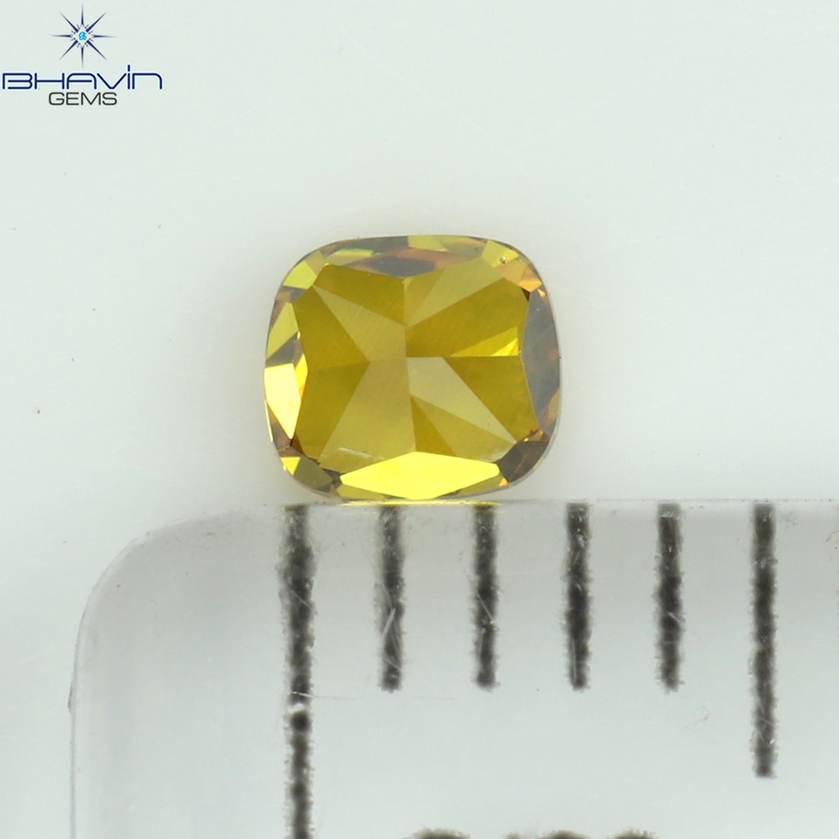 0.19 CT Natural Cushion Diamond Enhanced Orange Yellow Color Clarity VS1 (3.20 MM)