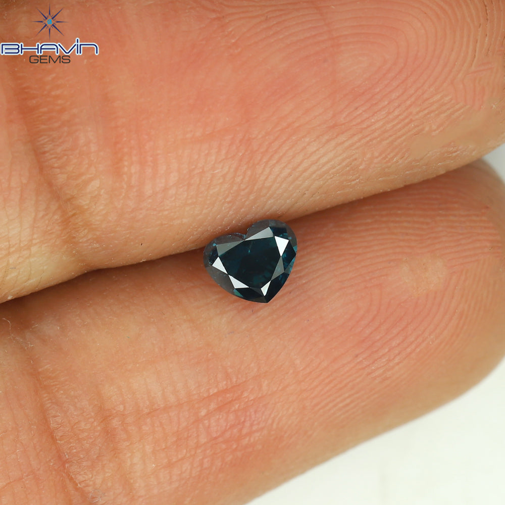 0.29 CT Heart Shape Natural Diamond Blue Color SI2 Clarity (4.22 MM)