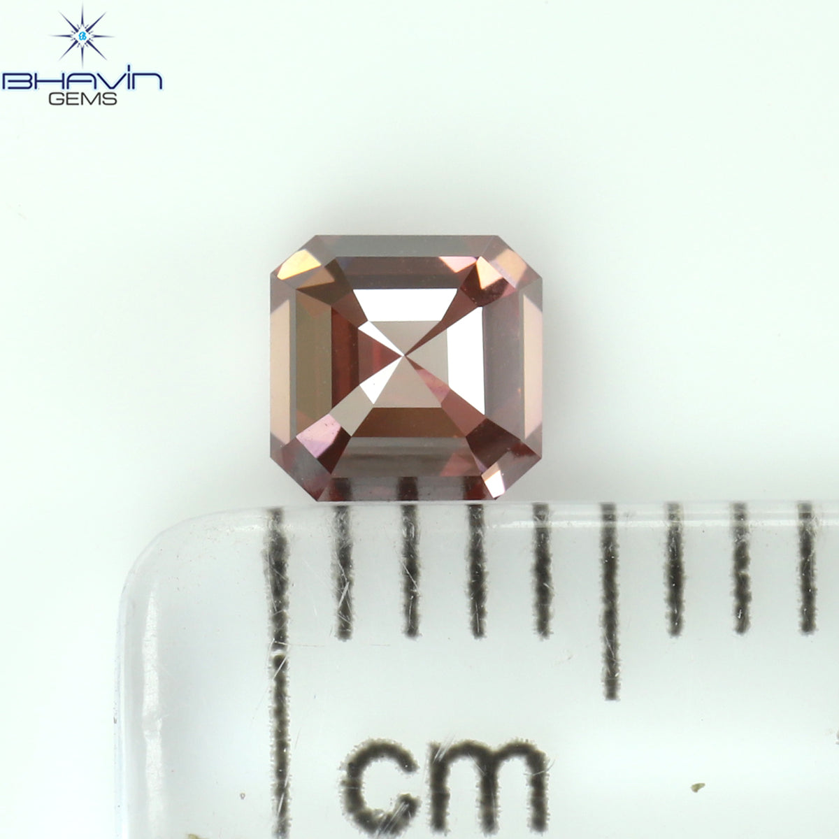 0.52 CT Natural Asscher Diamond Enhanced Pink Color Clarity VS1 (4.13 MM)
