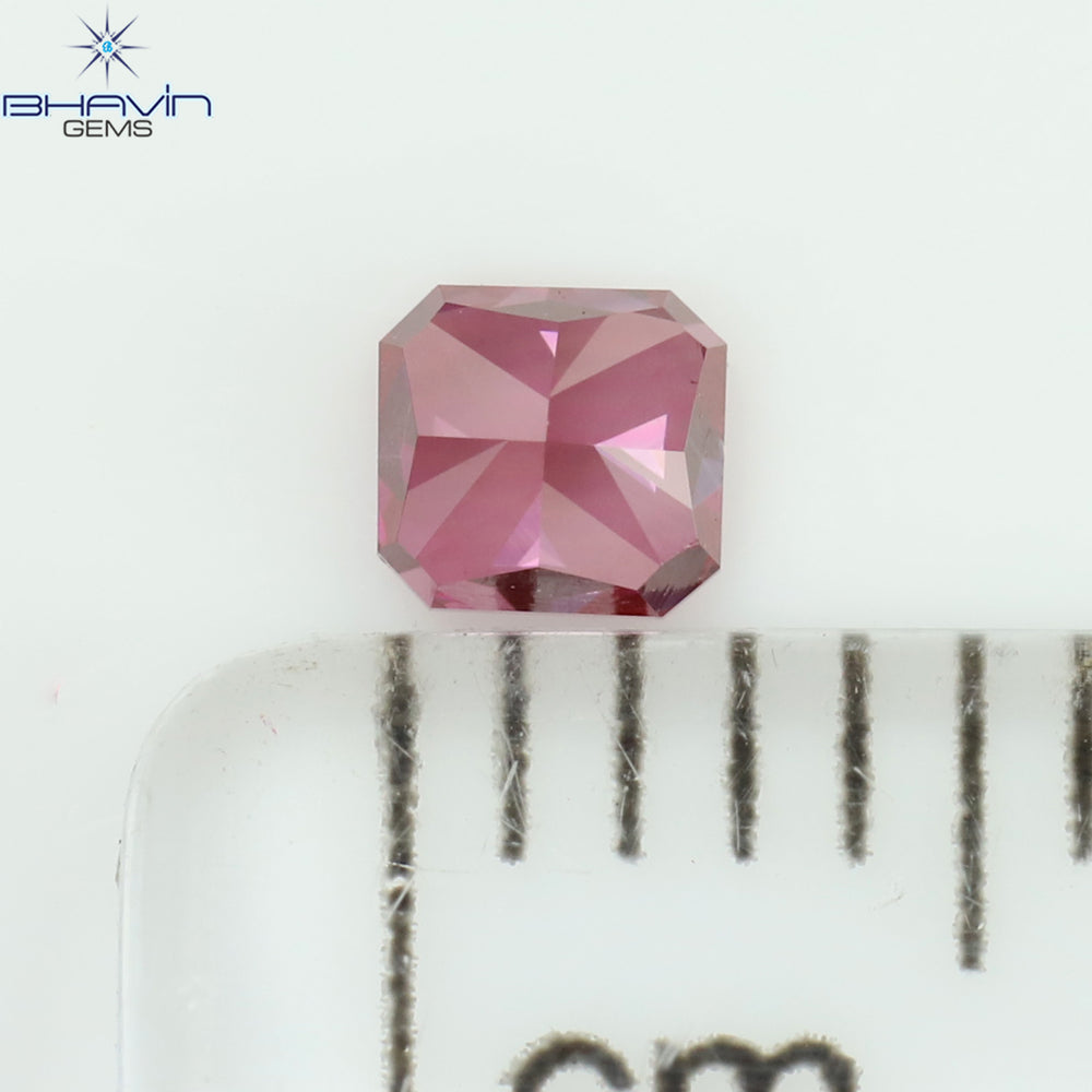 0.18 CT Radiant Shape Natural Diamond Pink Color VS1 Clarity (3.08 MM)