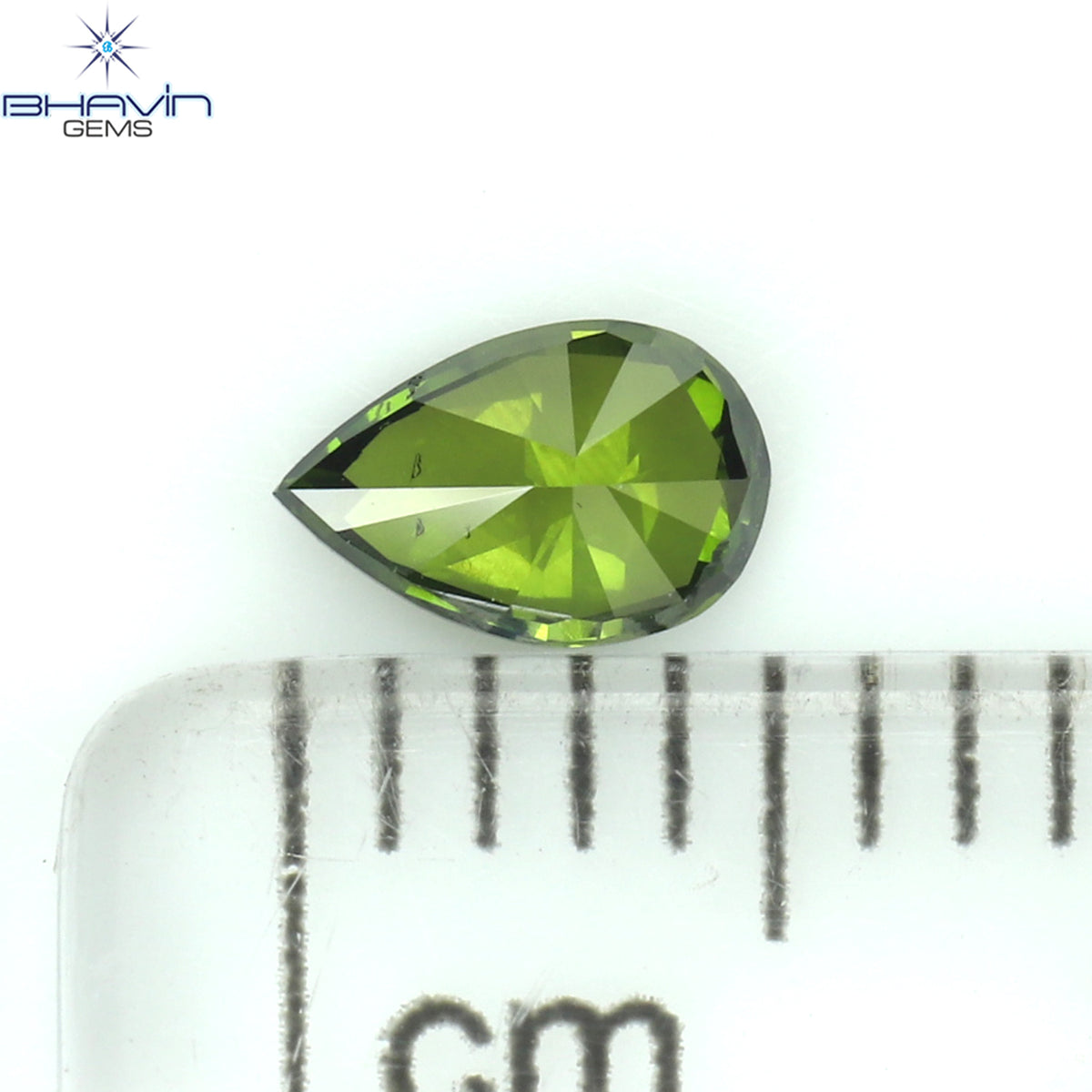 0.08 CT ペアシェイプ ナチュラル ダイヤモンド 強化グリーン カラー VS1 クラリティ (4.05 MM)