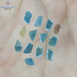 0.99 CT/13 Pcs Slice Shape Natural Diamond Blue Yellow Color I3 Clarity (4.73 MM)