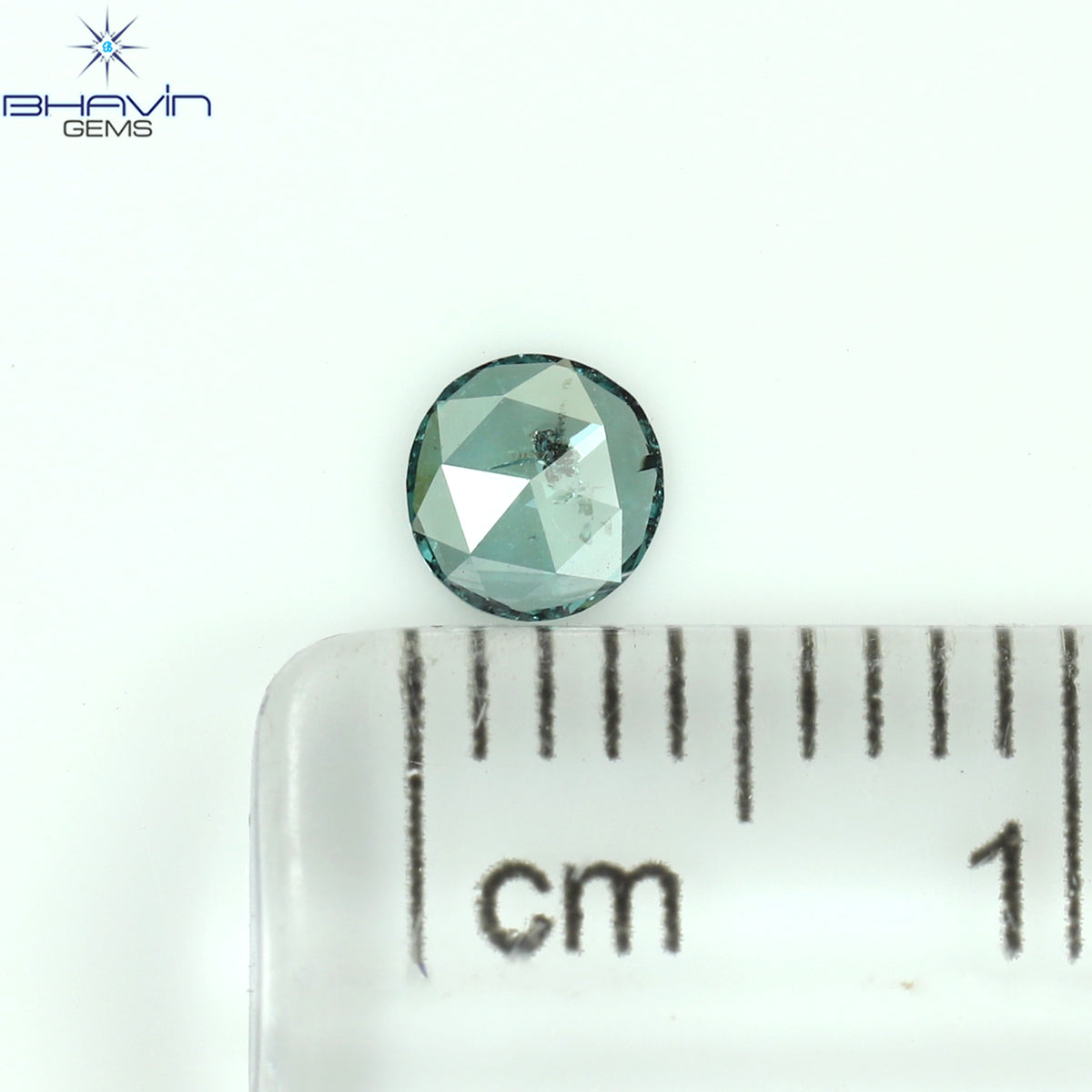 0.14 CT ラウンド ローズ カット シェイプ ナチュラル ダイヤモンド ブルー カラー I1 クラリティ (3.84 MM)