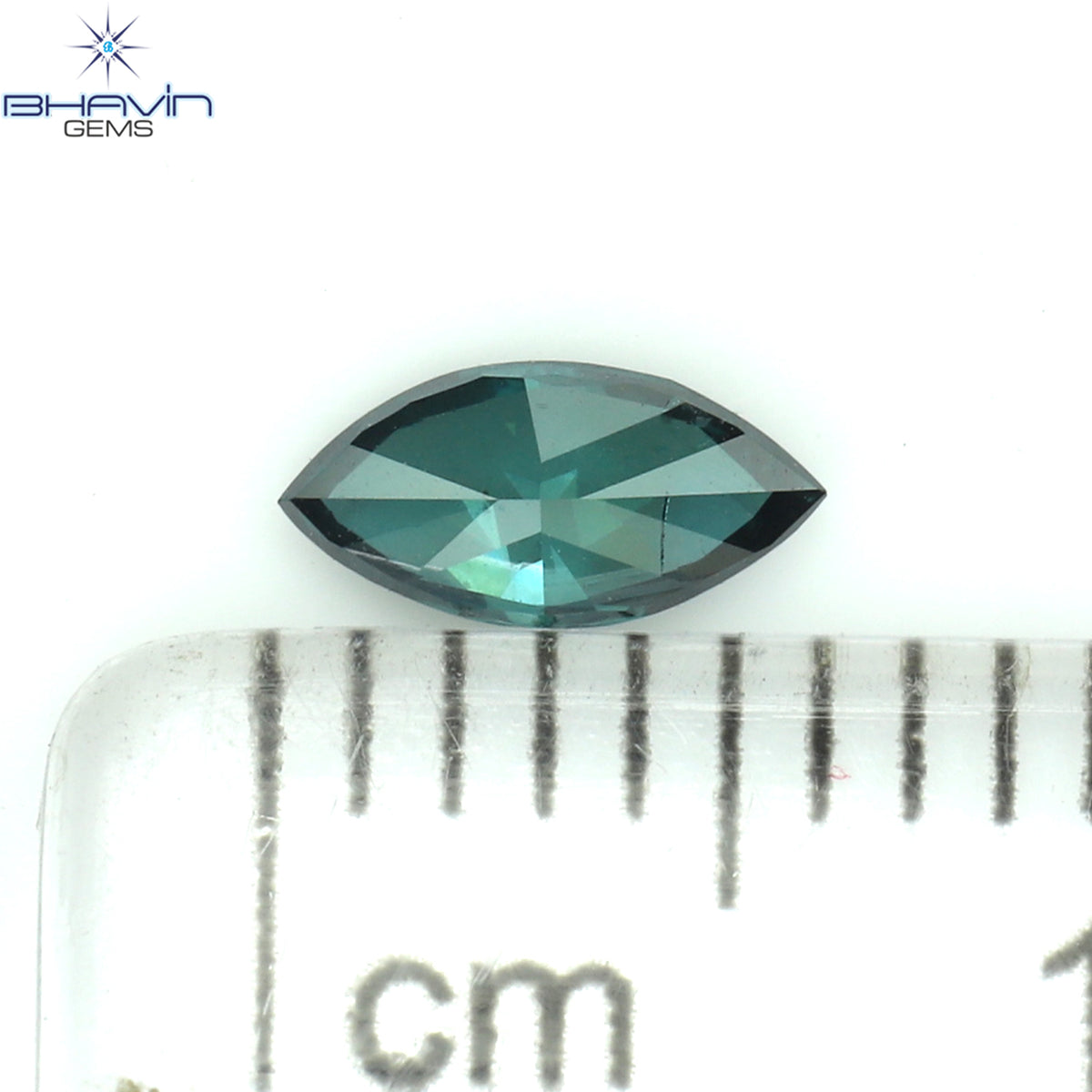 0.11 CT マーキス シェイプ ナチュラル ダイヤモンド グリーンがかったブルー カラー VVS1 クラリティ (4.91 MM)