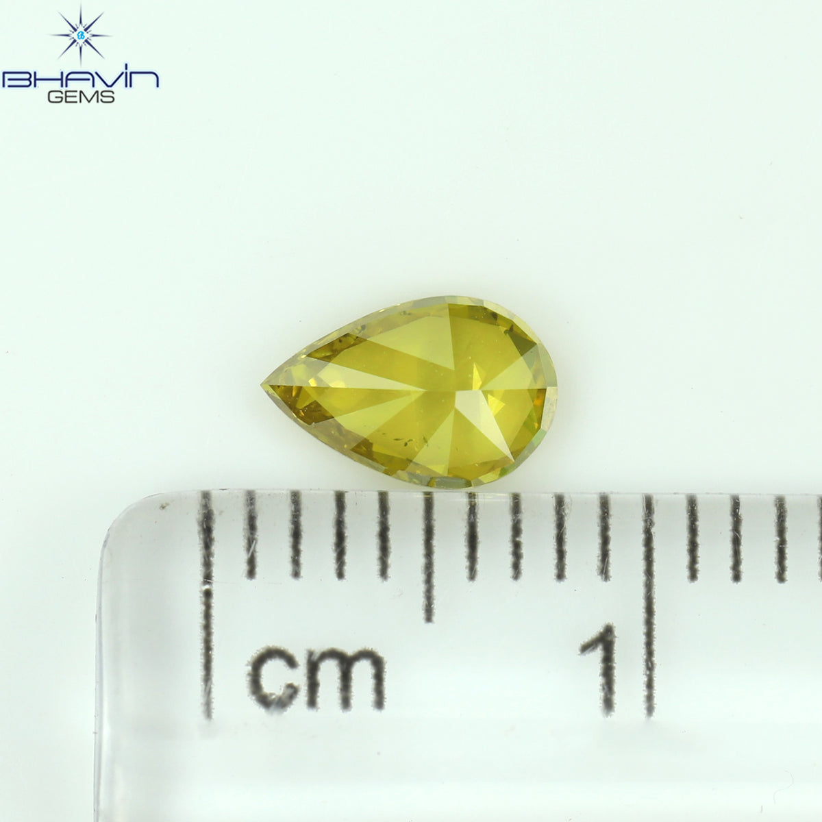 0.54 CT Natural Pear Diamond Enhanced Yellow Color Clarity SI1 (6.75 MM)