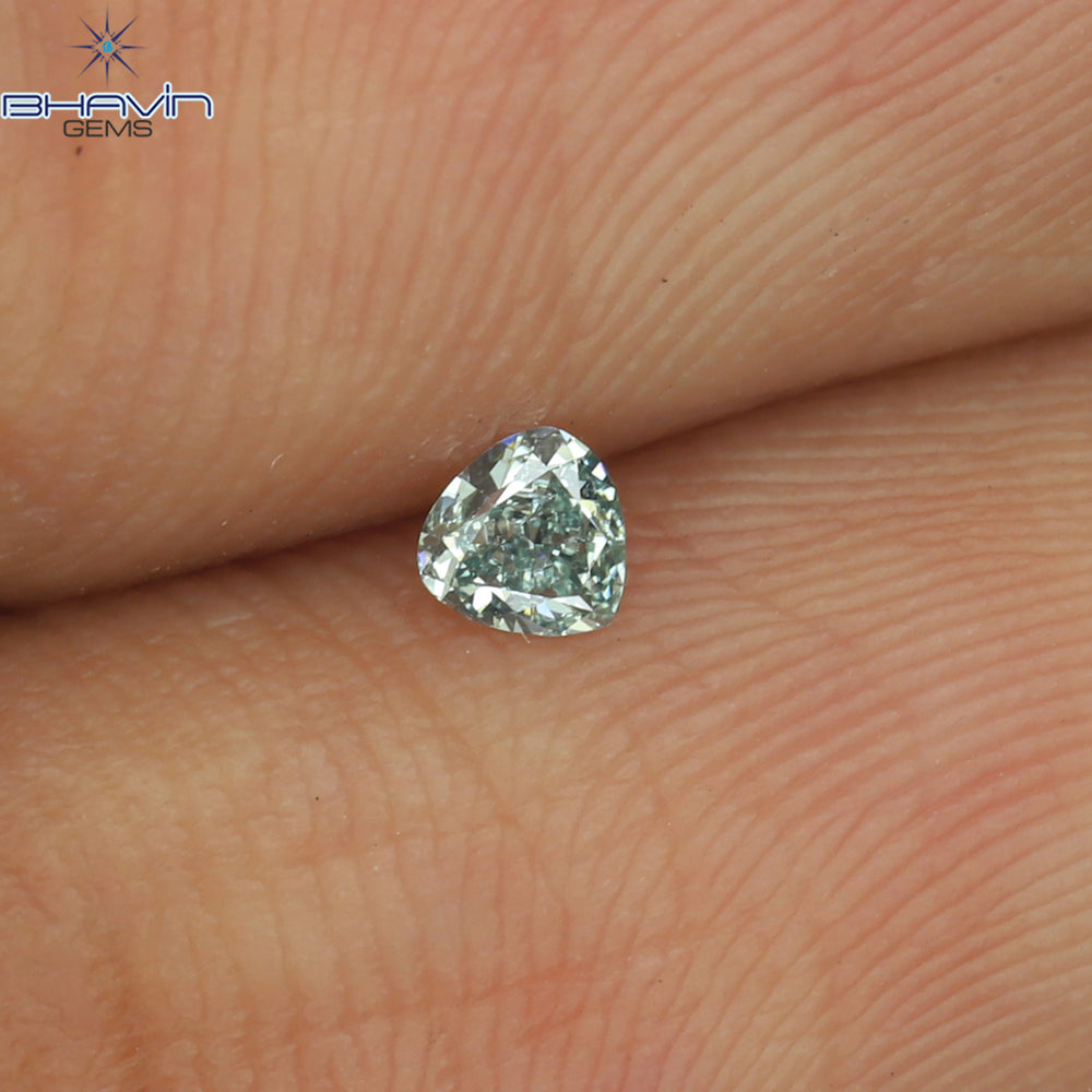 0.07 CT Heart Shape Natural Diamond Greenish Blue Color SI1 Clarity (2.65 MM)