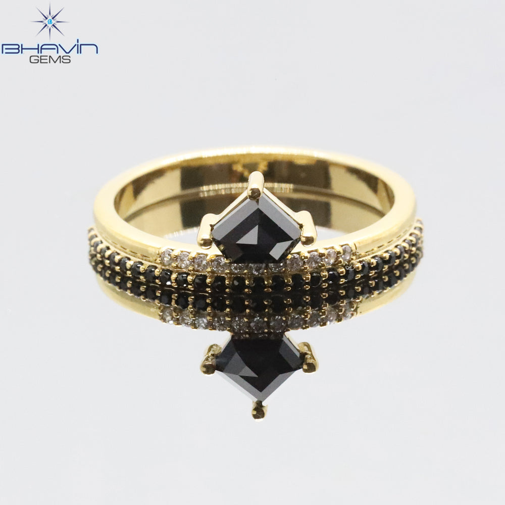 ペンタゴン ダイヤモンド、ブラック ダイヤモンド、天然ダイヤモンド リング、婚約指輪