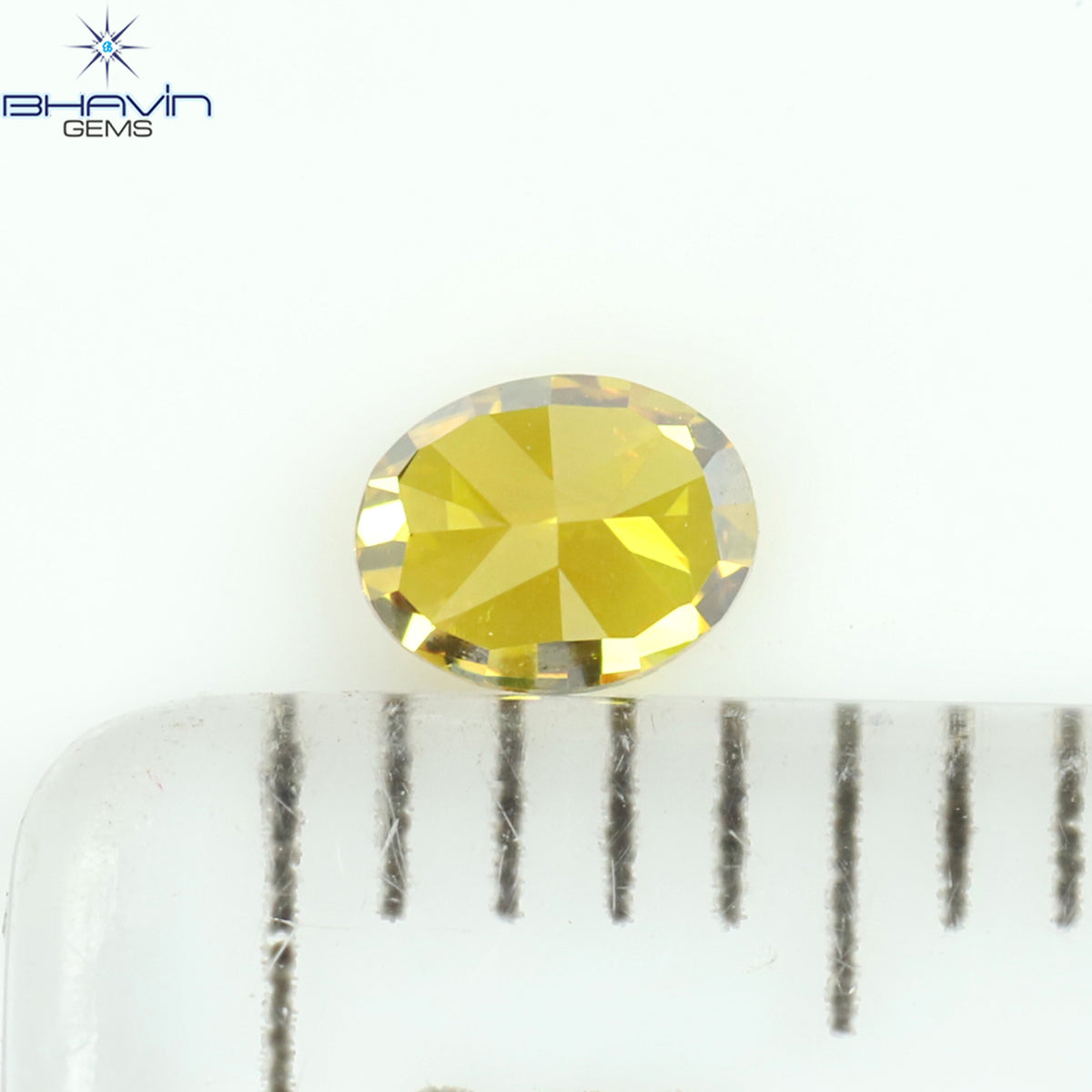 0.19 CT Natural Oval Diamond Enhanced Orange Color Clarity VS1 (3.64 MM)