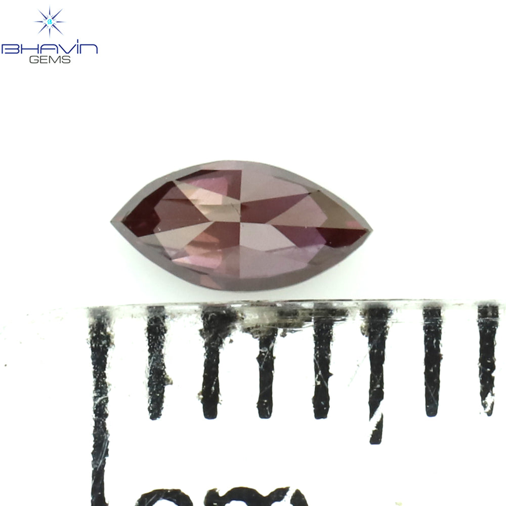 0.19 CT マーキス シェイプ ナチュラル ダイヤモンド ピンク カラー I1 クラリティ (5.40 MM)