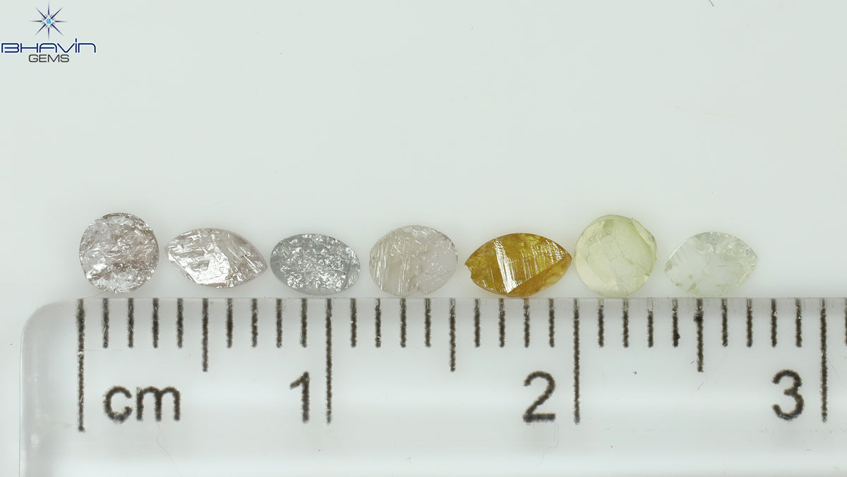 0.59 CT/7 Pcs Natural Uncut Diamond Mix Color Clarity I3 (4.25 MM)