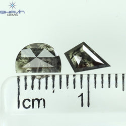0.79 CT/2 PCS Mix Shape Natural Diamond Black Color I3 Clarity (7.04 MM)