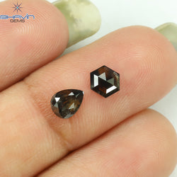 0.74 CT/2 PCS Mix Shape Natural Diamond Black Color Opaque Clarity (5.70 MM)