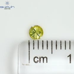 0.13 CT Round Shape Natural Diamond Green Yellow Color SI2 Clarity (3.19 MM)