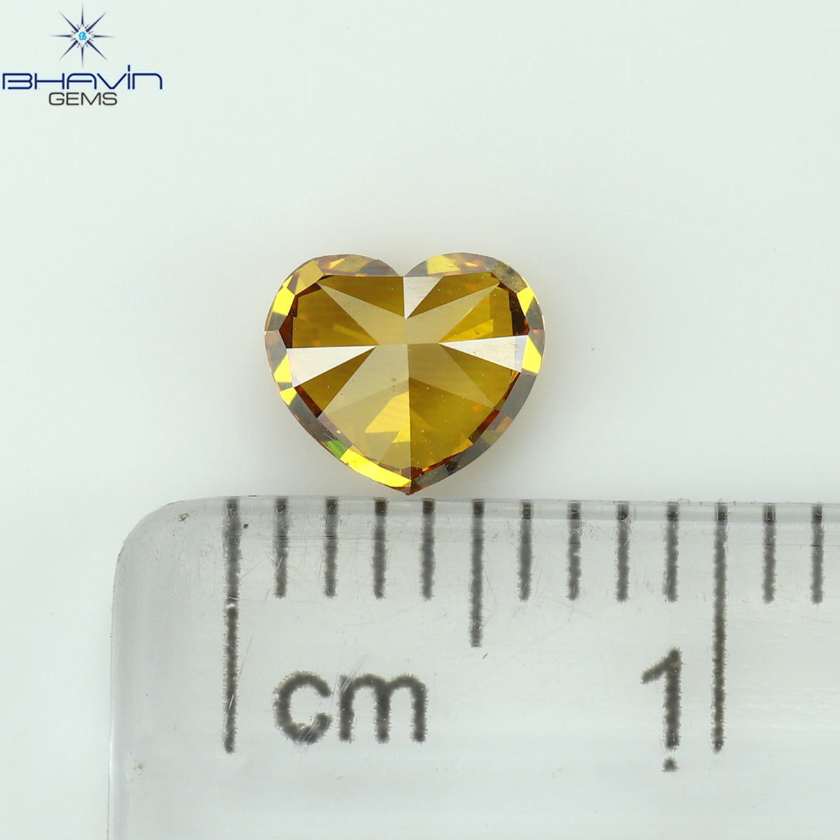 0.74 CT Natural Heart Diamond Enhanced Orange Color Clarity VS2 (5.75 MM)