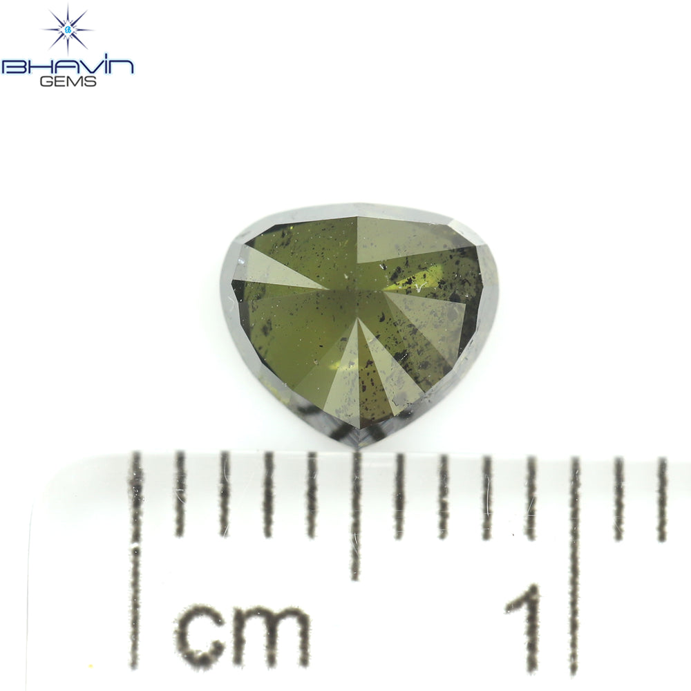 1.03 CT Heart Shape Natural Diamond Enhanced Green Color I1 Clarity (6.42 MM)