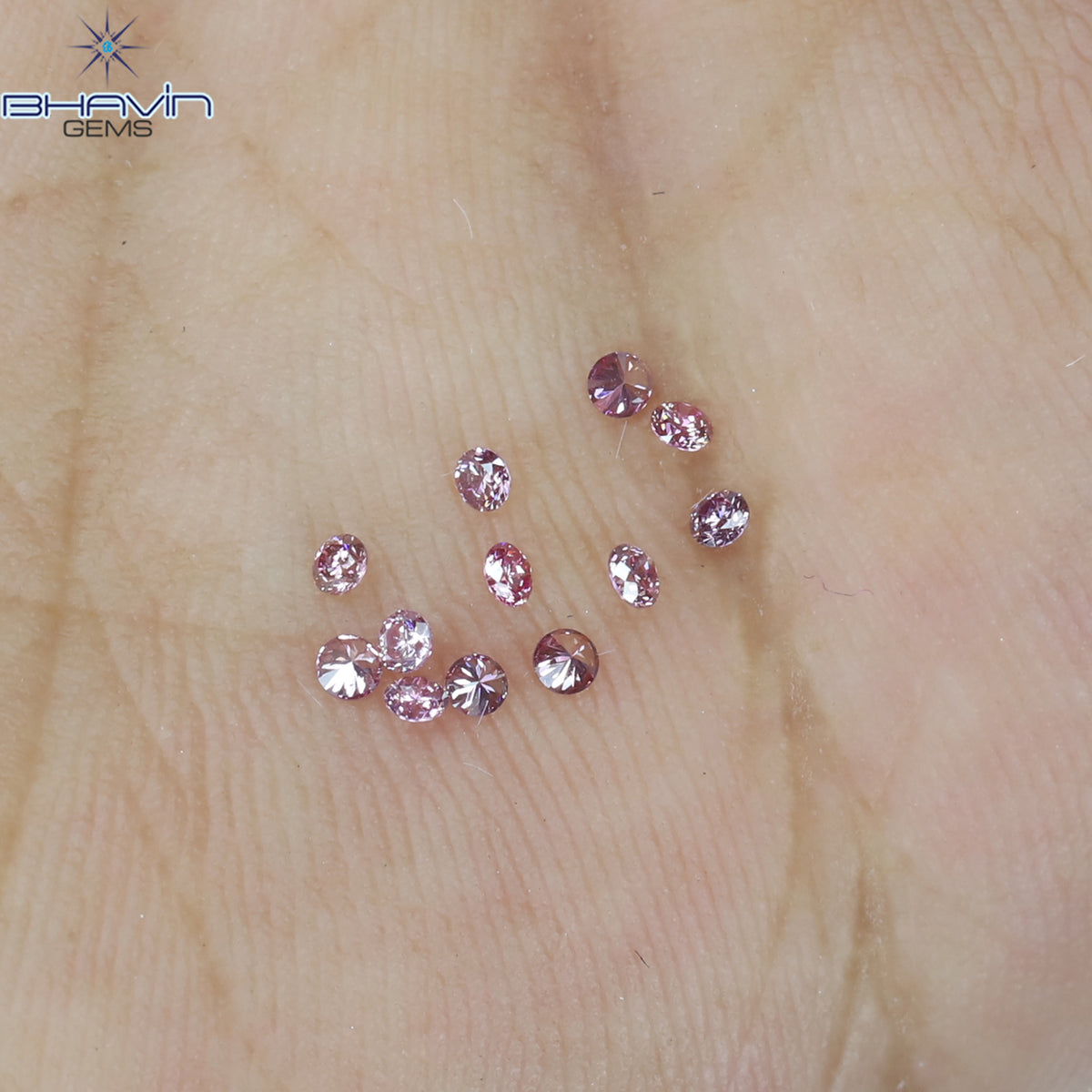 0.18 CT/12 PCS ラウンド ダイヤモンド エンハンスト ピンク カラー ナチュラル ダイヤモンド I3 クラリティ (1.50 MM)