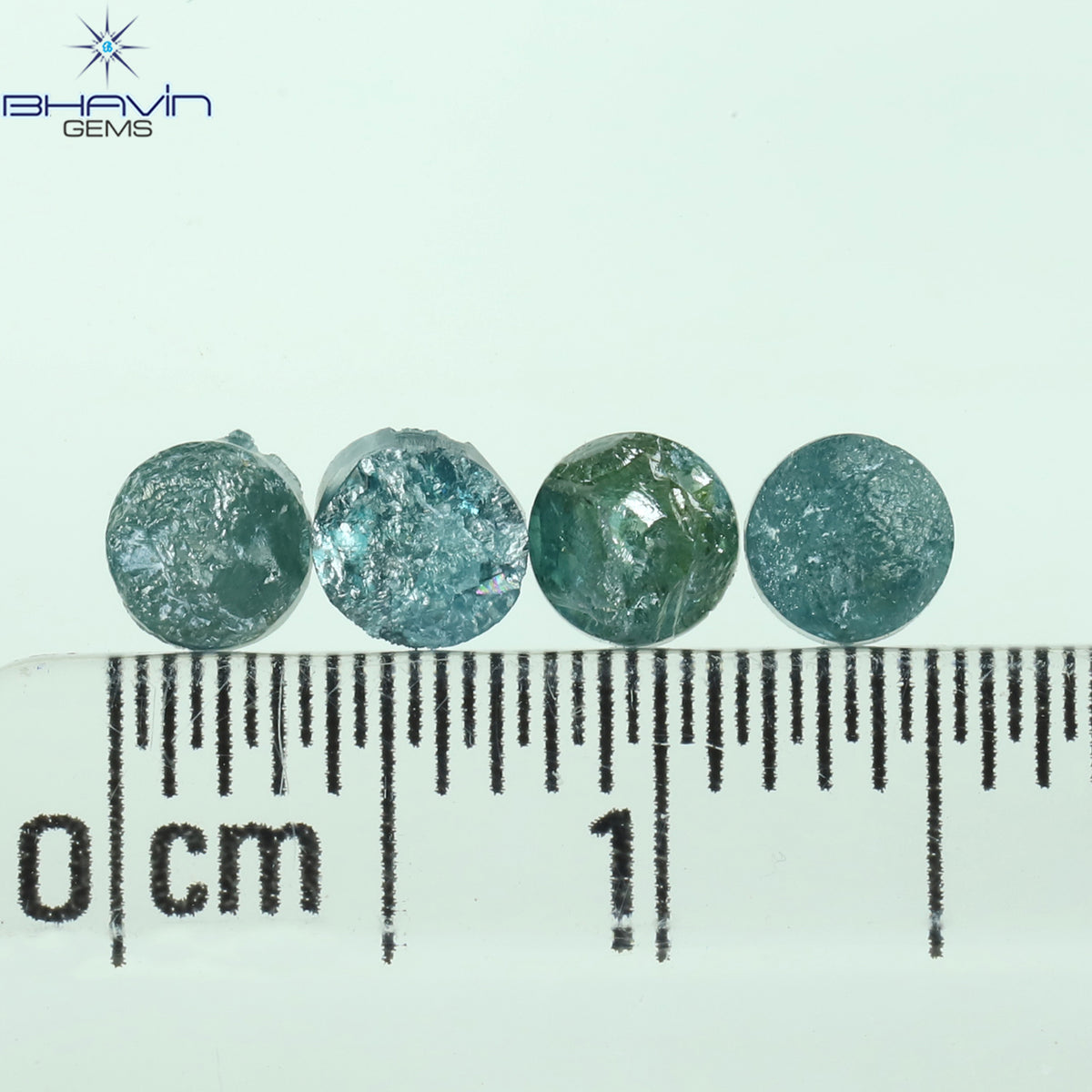 1.05 CT、ノーカット ポルキ シェイプ、天然ダイヤモンド、ブルー カラー、I3 クラリティ (5.42 MM)