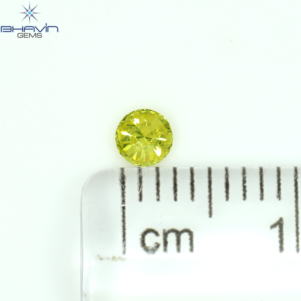0.14 CT Round Shape Natural Diamond Green Yellow Color SI2 Clarity (3.34 MM)