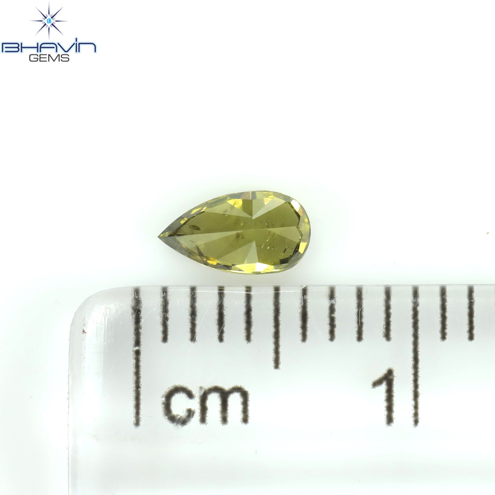 0.26 CT ペアシェイプ ナチュラル ダイヤモンド エンハンスト グリーン カラー SI2 クラリティ (5.54 MM)