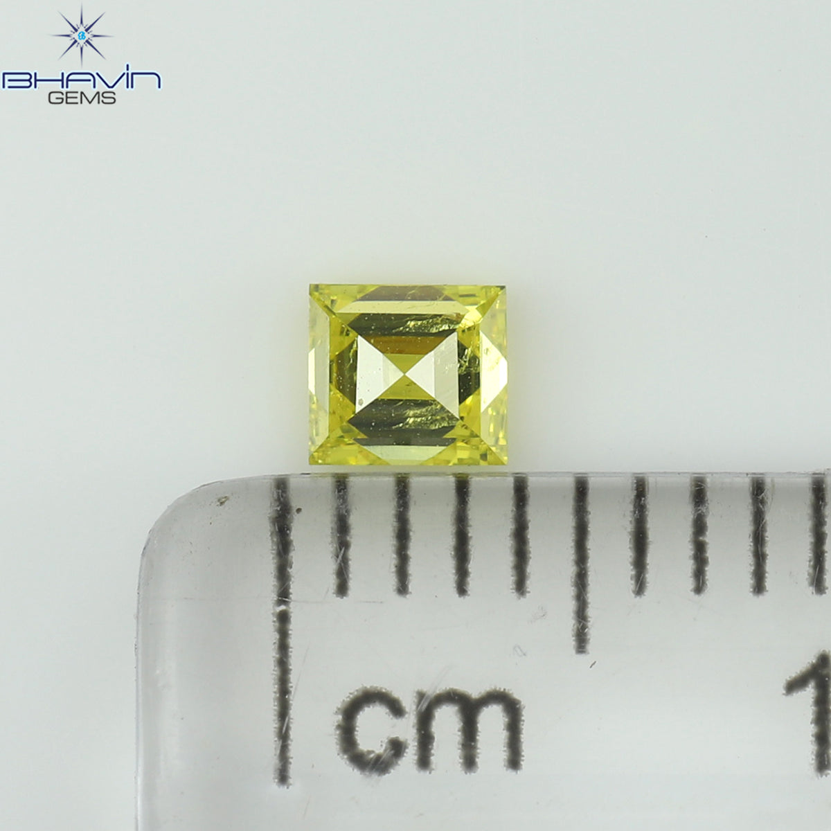 0.20 CT スクエア カット 天然ダイヤモンド エンハンスト イエロー カラー SI1 クラリティ (3.36 MM)