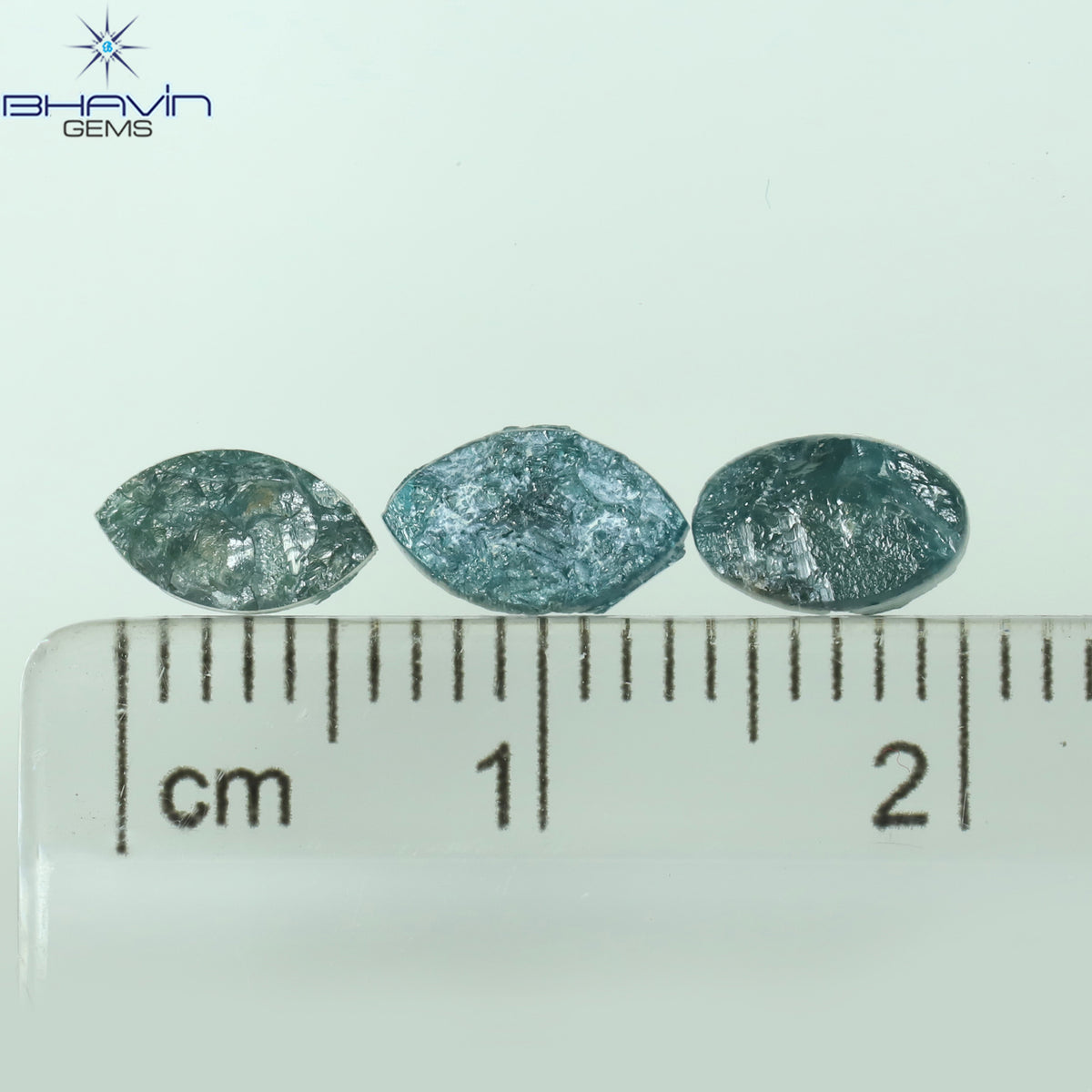 1.53 CT/3 Pcs Natural Mix Rough Diamond Enhanced Blue Color Clarity I3 (7.30 MM)