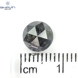 1.53 CT Round Rose Cut Shape Natural Diamond Salt And Pepper Color I3 Clarity (7.30 MM)