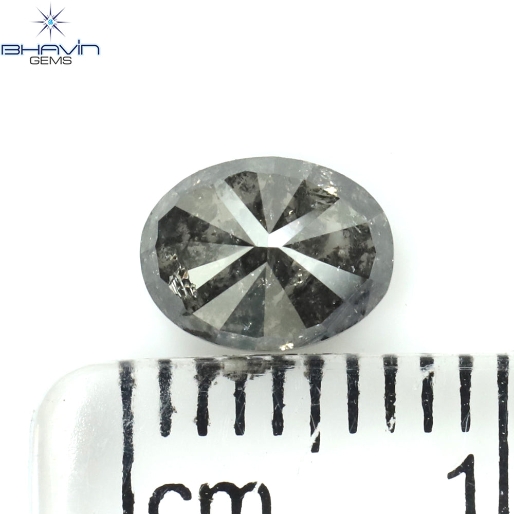 0.43 CT オーバルシェイプ ナチュラル ダイヤモンド ソルト アンド パッパー カラー I3 クラリティ (5.18 MM)