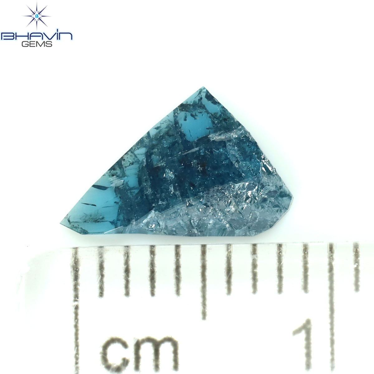 0.43 CT Natural Trapezoid Rough Diamond Enhanced Blue Color Clarity I3 (9.20 MM)