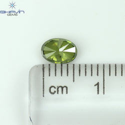 0.51 CT オーバル シェイプ ナチュラル ダイヤモンド グリーン カラー SI1 クラリティ (6.05 MM)