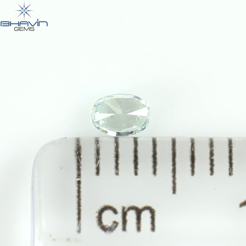 0.10 CT オーバルシェイプ 天然ダイヤモンド 緑がかった青色 VS1 クラリティ (3.14 MM)