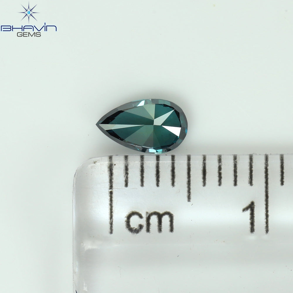 0.35 CT ペアシェイプ ナチュラル ダイヤモンド ブルー カラー VS2 クラリティ (5.95 MM)