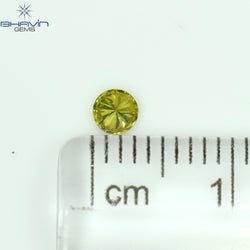 0.12 CT Round Shape Natural Diamond Green Yellow Color SI1 Clarity (3.27 MM)