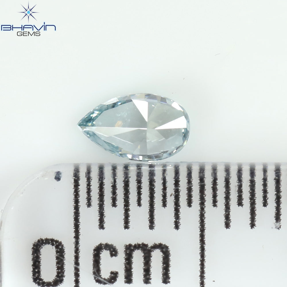 0.15 CT ペアシェイプ ナチュラル ダイヤモンド グリーンがかったブルー カラー VS1 クラリティ (4.47 MM)