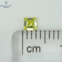 0.14 CT Square Cut Natural Diamond Enhanced Yellow Color SI1 Clarity (2.78 MM)