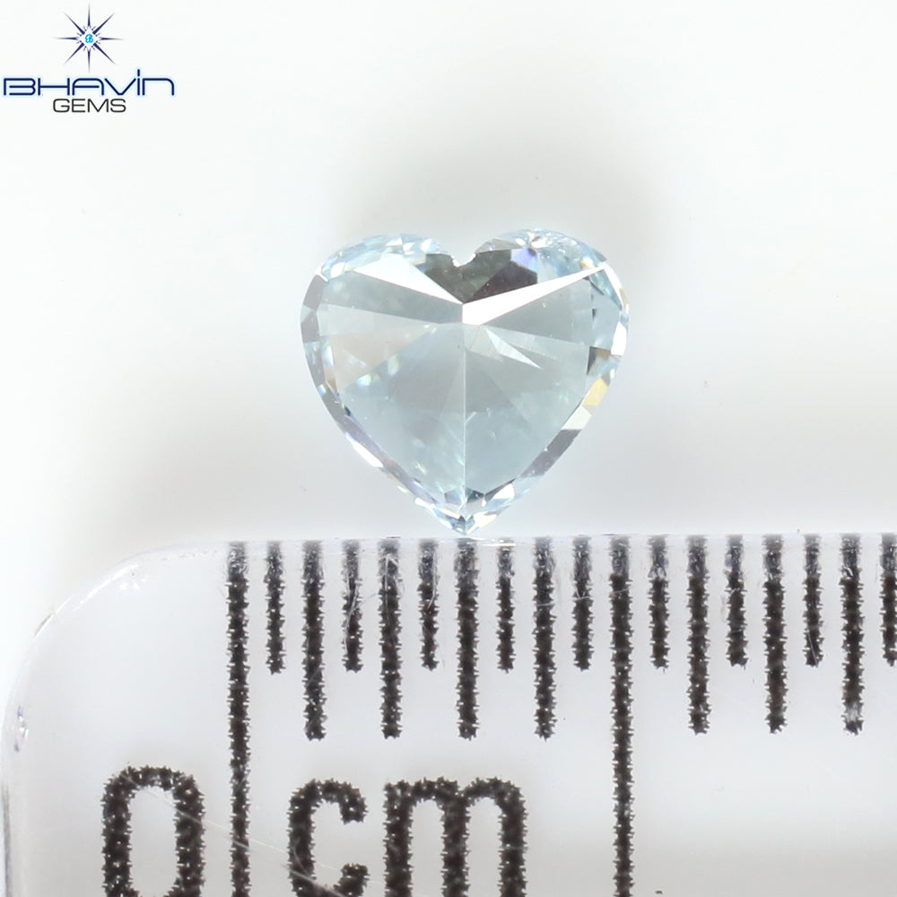0.29 CT Heart Shape Enhanced Greenish Blue Color Natural Diamond VS2 Clarity (4.25 MM)