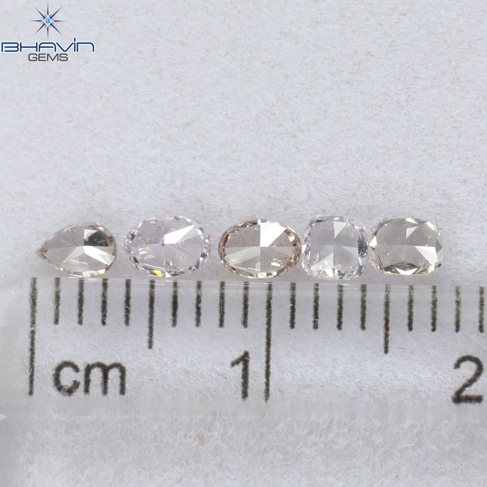 0.58 CT/5 Pcs Mix Shape Natural Diamond Pink Color SI2 Clarity (3.40 MM)
