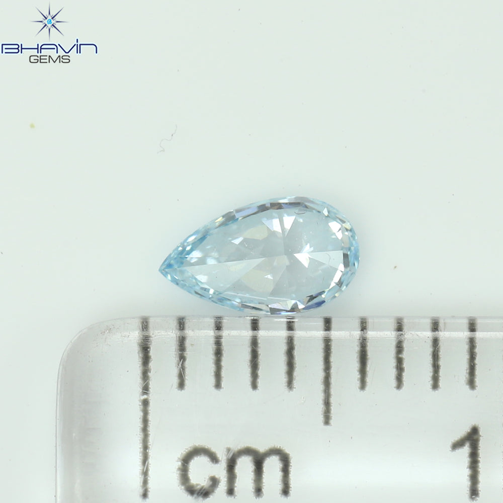 0.24 CT ペアシェイプ ナチュラル ダイヤモンド グリーンがかったブルー カラー VS1 クラリティ (5.60 MM)