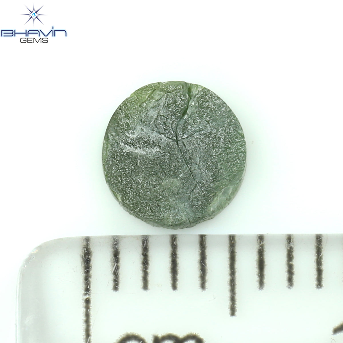 0.42 CT Natural Round Rough Diamond Enhanced Green Color Clarity I3 (5.00 MM)