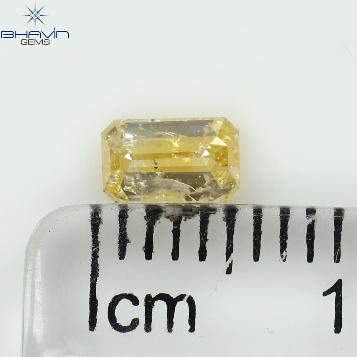 0.21 CT エメラルド シェイプ ナチュラル ダイヤモンド オレンジ色 VS2 クラリティ (3.86 MM)