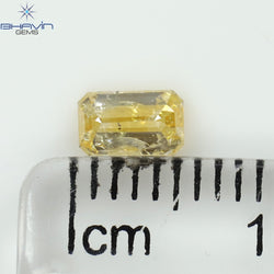 0.38 CT Emerald Shape Natural Diamond Orange Color I2 Clarity (5.17 MM)