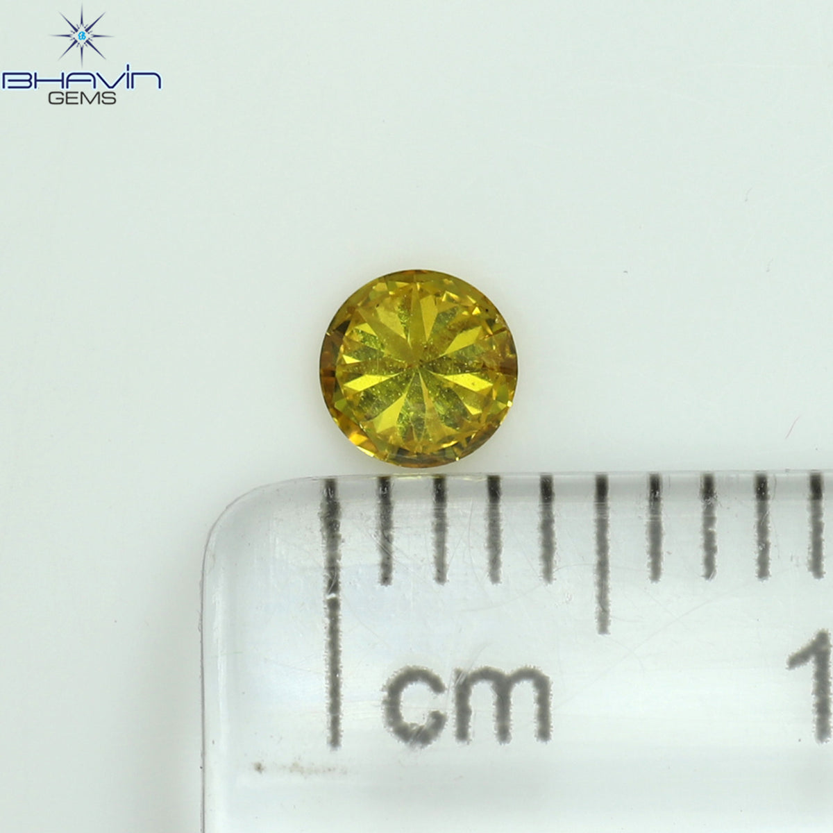 0.18 CT ラウンド シェイプ ナチュラル ダイヤモンド ビビッド イエロー (カナリア) カラー SI1 クラリティ (3.58 MM)
