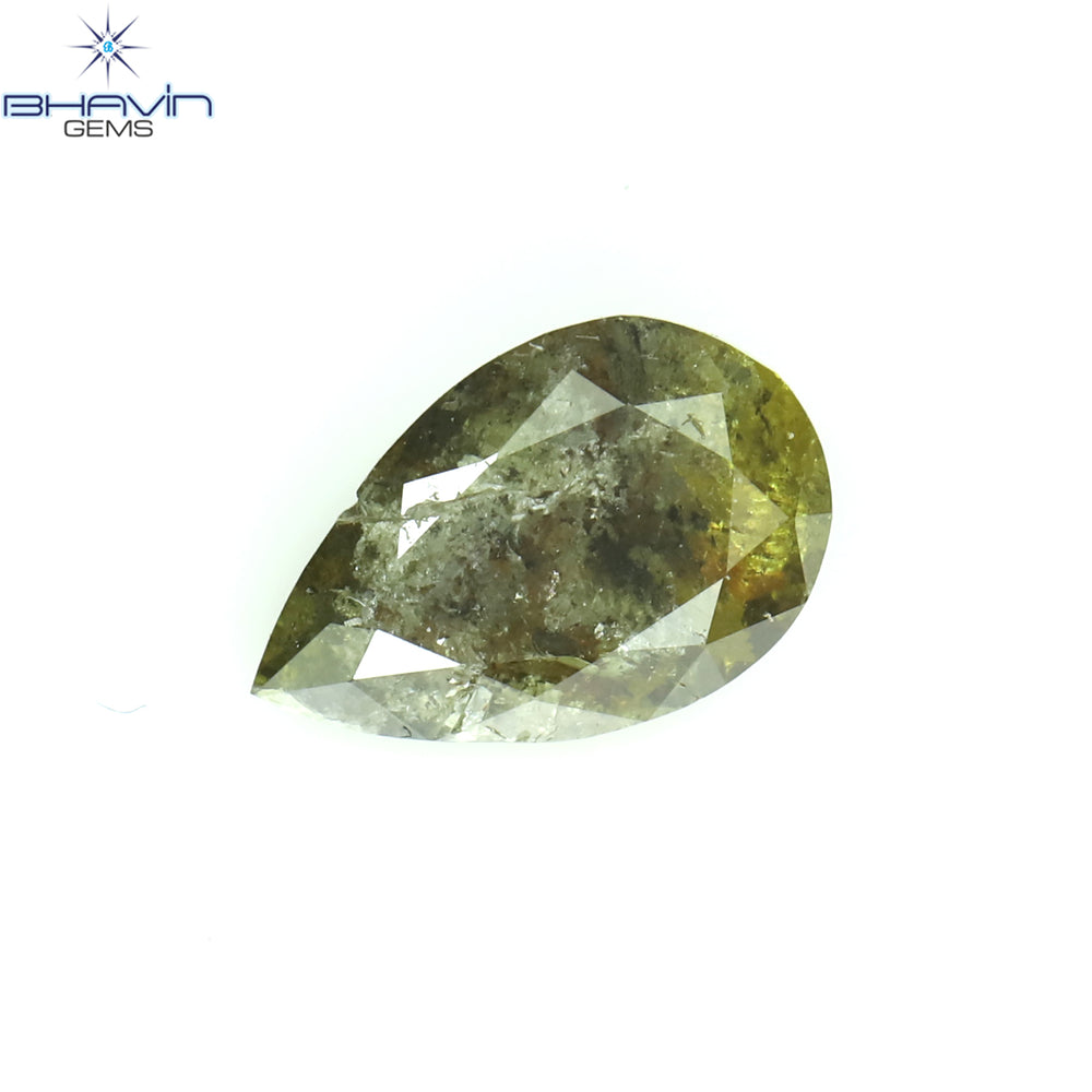 0.59 CT Pear Shape Natural Diamond Green Color I3 Clarity (6.70 MM)