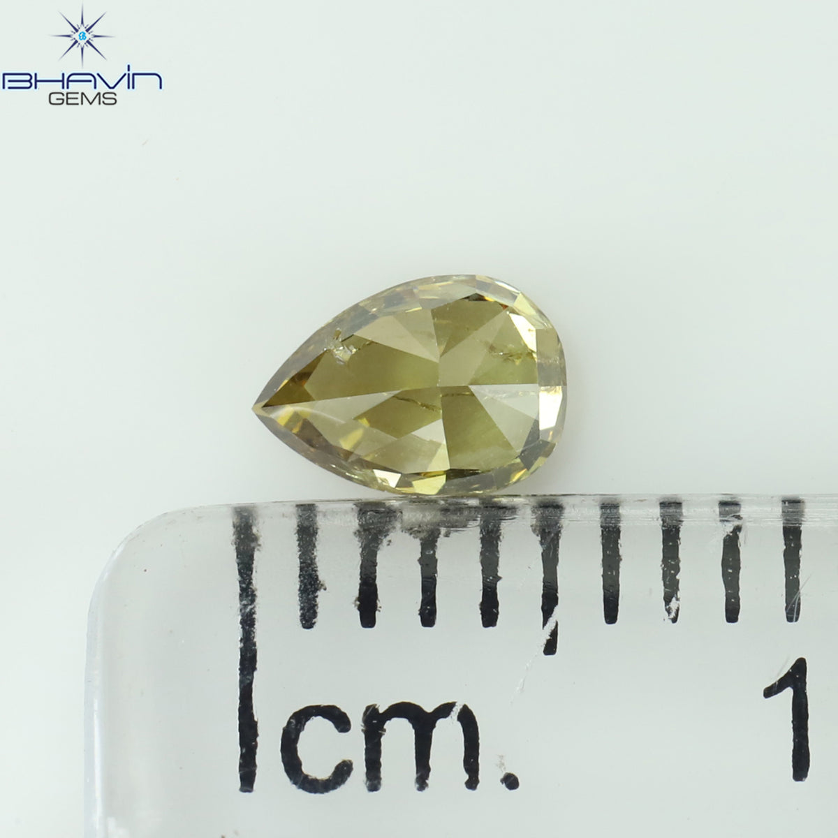 0.22 CT ペアシェイプ ナチュラル ダイヤモンド イエロー カラー SI1 クラリティ (4.76 MM)