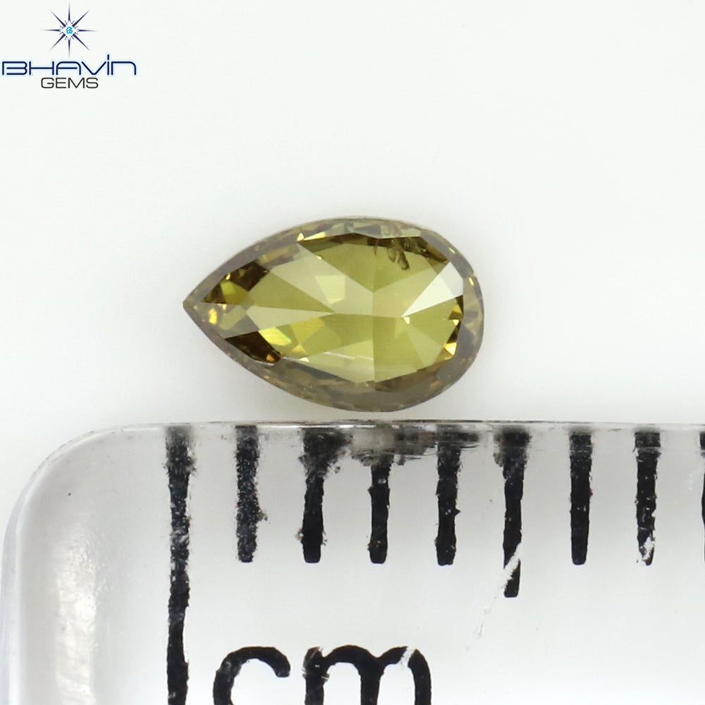 0.16 CT Pear Shape Natural Diamond Green Color SI1 Clarity (4.55 MM)