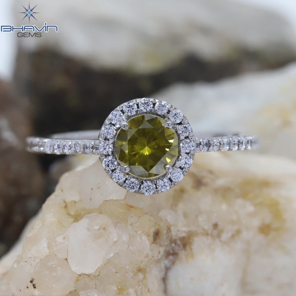 Round Diamond, Yellow Diamond, Natural Diamond Ring, Engagement Ring, Wedding Ring, Diamond Ring