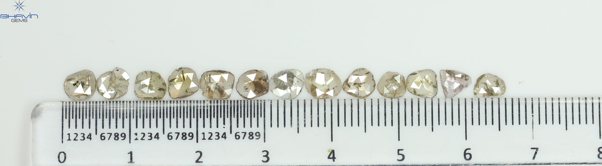 3.00 CT (13 個) ポルキ ローズカット シェイプ ナチュラル ダイヤモンド ブラウン カラー I2 クラリティ (5.57 MM)
